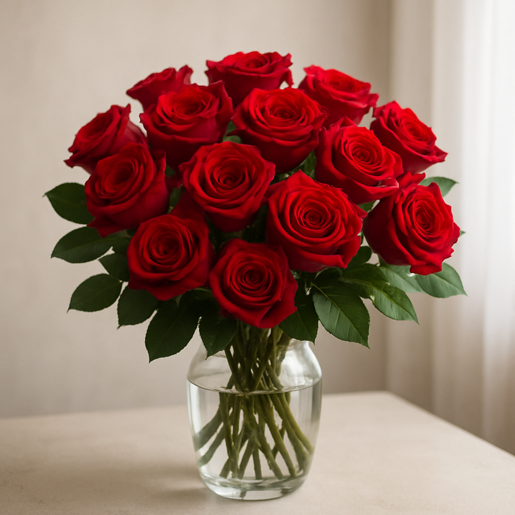 A beautiful bouquet of red roses